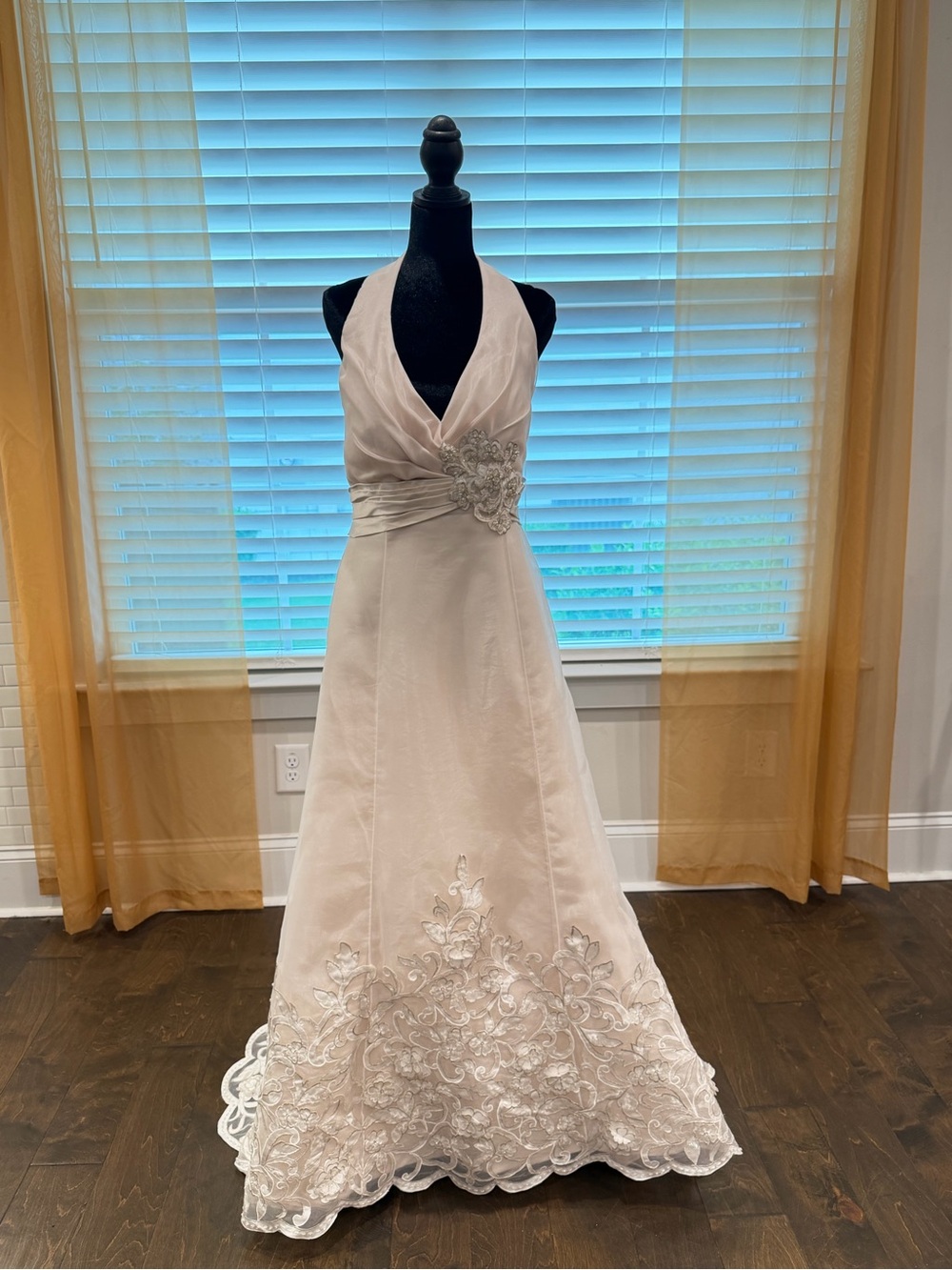 Casablanca Bridal Style 2011 – Champagne Beaded Halter Wedding Dress -Size 16